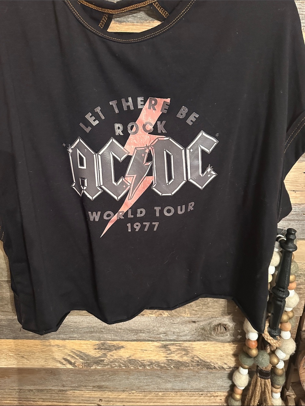 AC/DC Black Graphic Tee with Pink Lightning Bolt